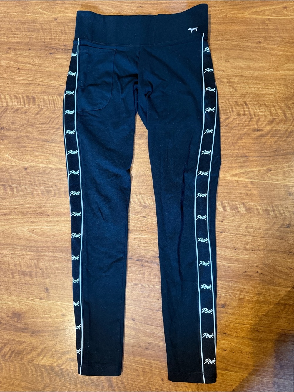 PINK Victoria's Secret Black Logo-Trim Leggings